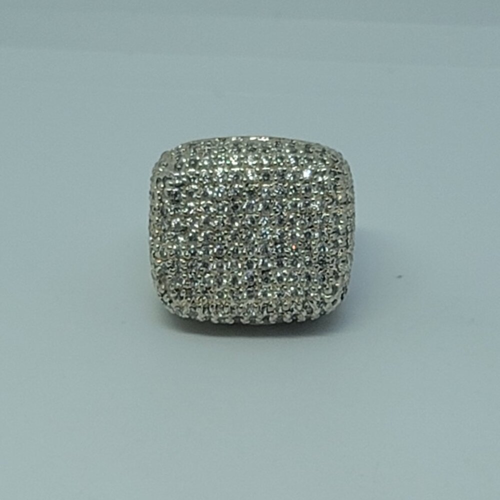 CZ & Sterling Square Disco Bling Ring